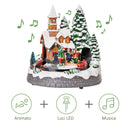 Villaggio Natalizio Luminoso  con Trenino Girevole Musicisti e Luci LED Multicolore