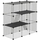 Recinto per Animali Modulabile 105x45x105 cm con 31 Pannelli 2 Porte e 2 Rampe in Acciaio e PP Nero  