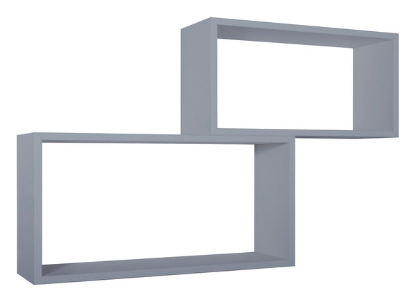 acquista Set 2 Mensole Cubo da Parete Rettangolare in Fibra di Legno Bislungo Grigio