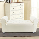 Panca Scendiletto 120x39x55 cm con Brillantini in Tessuto Effetto Velluto Beige