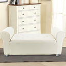 Panca Scendiletto 120x39x55 cm con Brillantini in Tessuto Effetto Velluto Beige