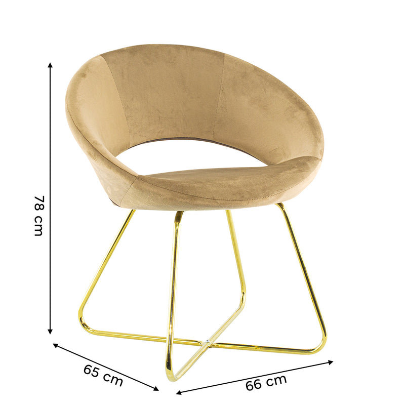 Poltroncina Vintage 66x65x68 cm in Tessuto Effetto Velluto Tortora