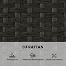 Set 2 Sdraio da Giardino 184x60x22 cm con Tavolino Laterale e Schienale Regolabile in Rattan Grigio Scuro      