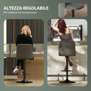 Set 2 Sgabelli da Bar Girevoli 44x53x91-111A cm in Tessuto Effetto Lino Grigio Scuro 