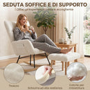 Sedia a Dondolo con Poggiapiedi Tasche Laterali Seduta Spessa e Design Trapuntato in Sherpa Crema      