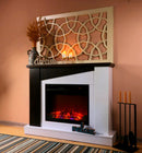 Camino Elettrico da Pavimento 90x115x27 cm Effetto Fiamma 1500W Gaspar & Lorance Bianco/wenge
