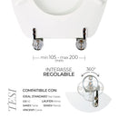 Copriwater Universale 35,5x43,3 cm in MDF Cerniere in Metallo Cromato Tesi Bianco Lucido