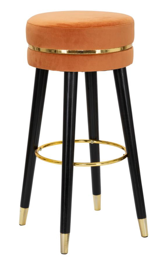 Tabouret de Bar Paris Ø35x74 cm en Bois et Tissu Velours Orange sconto