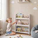 Libreria Montessoriana per Bambini 3-8 Anni a 3 Ripiani 60x15x73 cm in Truciolato Bianco      