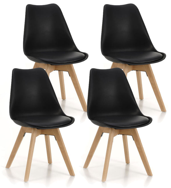 prezzo Lot de 4 Chaises 48,5x47x81,5 cm en Simili Cuir Noir
