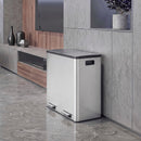 Pattumiera a Pedale 2x30 L 59,1x36,5x62,7 cm con Secchi Estraibili e Chiusura Ammortizzata in Acciaio Inox e PP Argento      