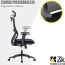Sedia Direzionale da Ufficio 62x64x118/133 cm Ergonomica con Poggiabraccia Regolabili Nera