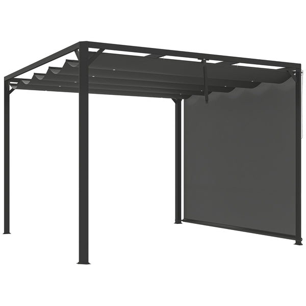 Gazebo Pergola da Giardino 300x300x227 cm con Telo Retrattile e Tenda a Rullo Grigio Scuro prezzo
