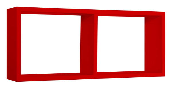 online Etagère rectangulaire 2 compartiments muraux 70x30x15,5 cm en fibre de bois Morgana rouge