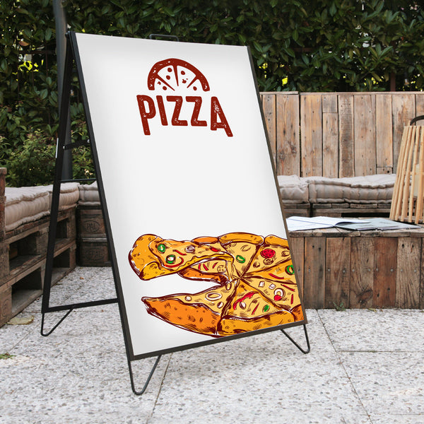 sconto Espositore Pubblicitario Bifacciale a Cavalletto Pieghevole 60x90 cm in Metallo Nero