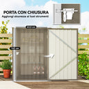 Casetta da Giardino Porta Attrezzi 100x104x160 cm con Porta in Acciaio Galvanizzato Marrone e Bianco      