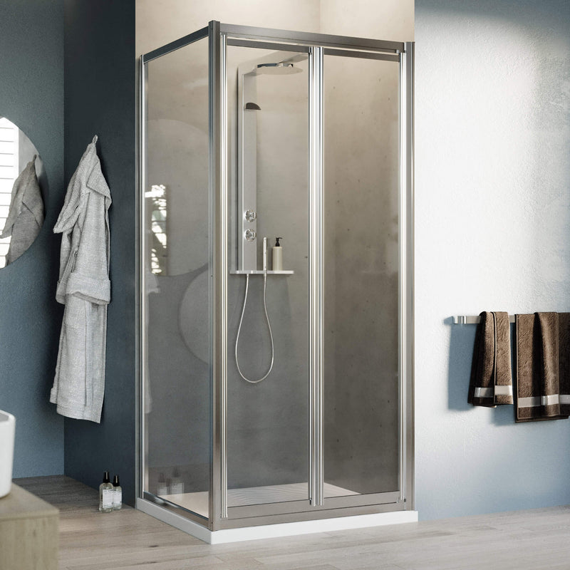 Box Doccia Angolare 2 Ante Battenti in Cristallo Trasparente 4mm H198 Fosterberg Maribo Duo Varie Misure