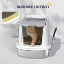 Lettiera Chiusa per Gatti a 2 Porte 52,4x41,3x39,8 cm Vaschetta in Acciaio Inox Bianco   