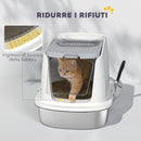 Lettiera Chiusa per Gatti a 2 Porte 52,4x41,3x39,8 cm Vaschetta in Acciaio Inox Bianco   