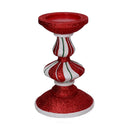 Portacandele resina bianco e rosso cm Ø15xh23