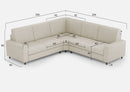 Divano Angolare 5 Posti 226x226x85 cm Sakar in Tessuto Latte