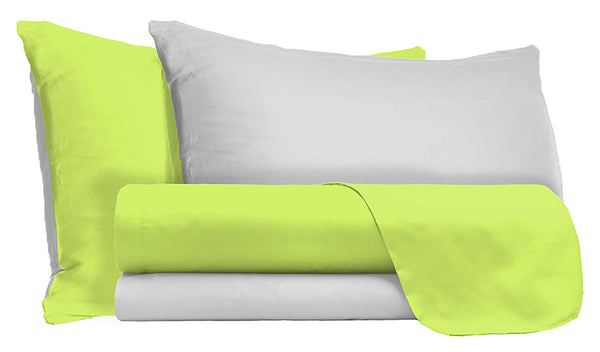 Lot de Draps et Taies d'Oreiller Double Face Acide/Gris Clair Différentes Tailles sconto