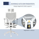 Sedia Poltrona Direzionale da Ufficio 67x65x120-128 cm in Tessuto a Rete Grigio