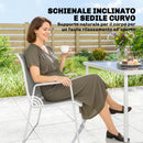 Set 7 Pezzi Pranzo da Giardino con Tavolo Rettangolare 150x90x72 cm e 6 Sedie Impilabili in Metallo e Texteline Grigio      