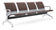 Banc de salle d'attente 4 places pour bureau avec coussin en acier et simili cuir argenté/marron foncé