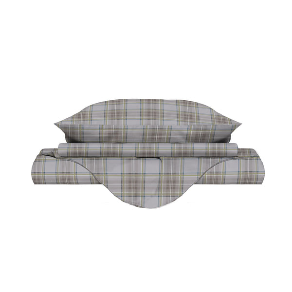 sconto Copripiumino Matrimoniale con Stampa su Sacco e Federe in Cotone Athena Edi Verde/Blu