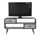 Porta Tv Illinois 120,5x40x61 cm in Ferro e Legno di Abete Grigio e Grigio e Naturale