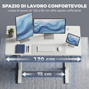 Scrivania Regolabile in Altezza Elettricamente 120x60x72-118 cm con Funzione Memoria in Legno e Acciaio Bianco      