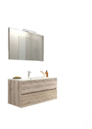 Mobile da Bagno Sospeso con Lavabo 70 cm e Specchio Bali Light Rovere Naturale      