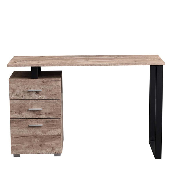 acquista Scrivania con Cassettiera Tavolo Porta Pc Computer Acciaio Legno Ufficio Quercia