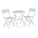 Set da Giardino Pieghevole Tavolo e 2 Sedie in Ferro Rimini Bianco