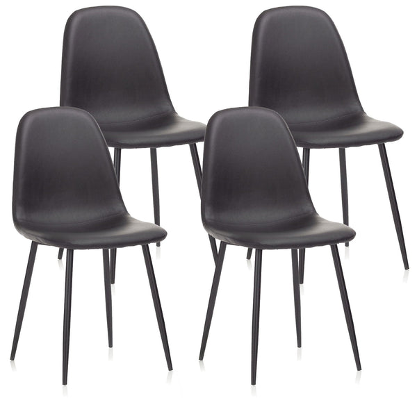 prezzo Lot de 4 Chaises 44x50x85 cm en Simili Cuir Noir