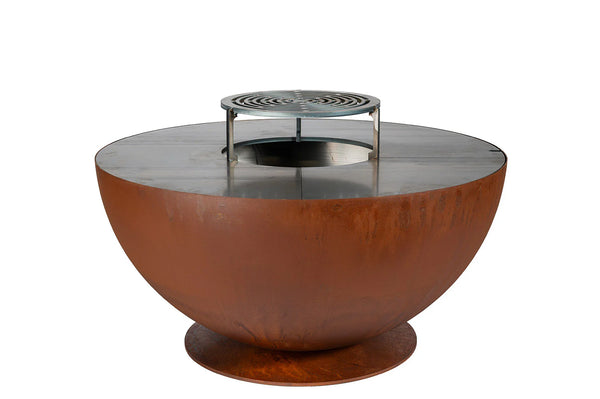 acquista Barbecue a Legna Ø60x40 cm Tulipano in Acciaio Effetto Ruggine