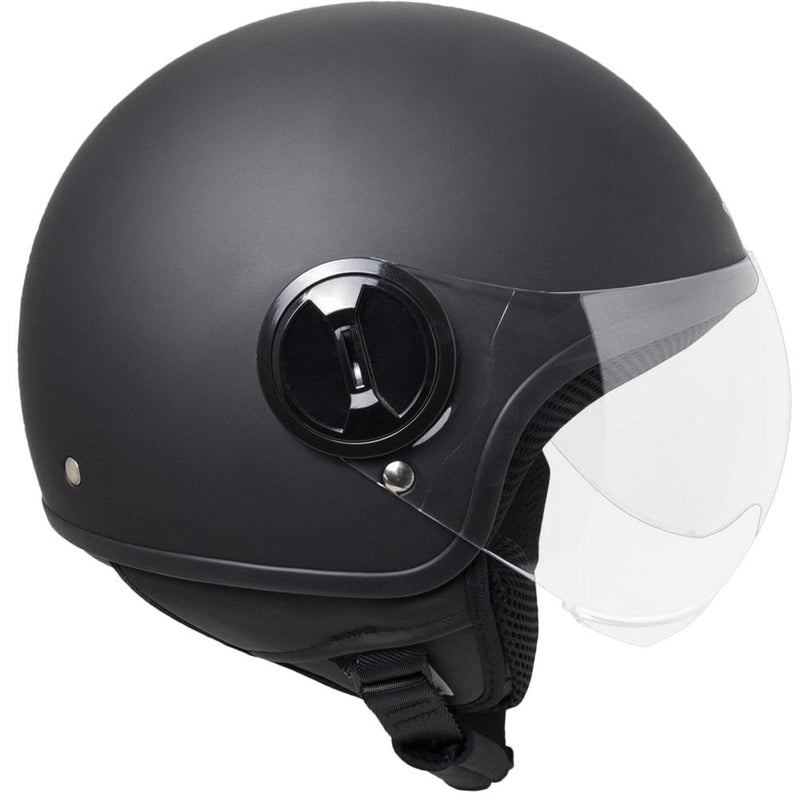 Casco Demi-Jet per Scooter Visiera Sagomata SKA-P 1 WH Wolli Nero Gommato