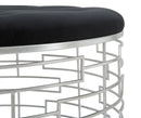 Puff Ice Ø91,5x47 cm in Ferro e MDF e Spugna e Poliestere Argento e Nero