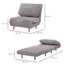 Poltrona Letto Reclinabile 2 in 1 con Seduta Extra-Large 82x89x 83 cm in Tessuto Effetto Velluto Grigio   