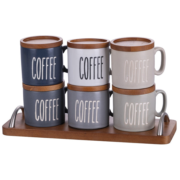 sconto Set 6 Tazzine da Caffè con Stand Ø6x6 cm in Gres VdE Tivoli 1996 Urban Kitchen