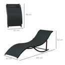 Set 2 Lettini Prendisole Pieghevoli 61x165x63 cm in Alluminio e Textilene Nero