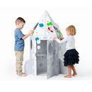 Casetta per Bambini Razzo Spaziale in Carta da Colorare 89x89x129 cm Bianco  