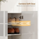Scarpiera Slim da Ingresso per 25-30 Paia di Scarpe 106,4x34x108,5 con Ante a Chiusura Ammortizzata in MDF Bianco Lucido      