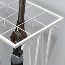 Portaombrelli 50x24x68 cm con Vaschetta per l'Acqua 21 Fori e 24 Ganci per Ombrello in Acciaio Bianco      