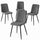 Set 4 Sedie Piedi Neri e Seduta Ergonomica con Rivestimento in Velluto Grigio