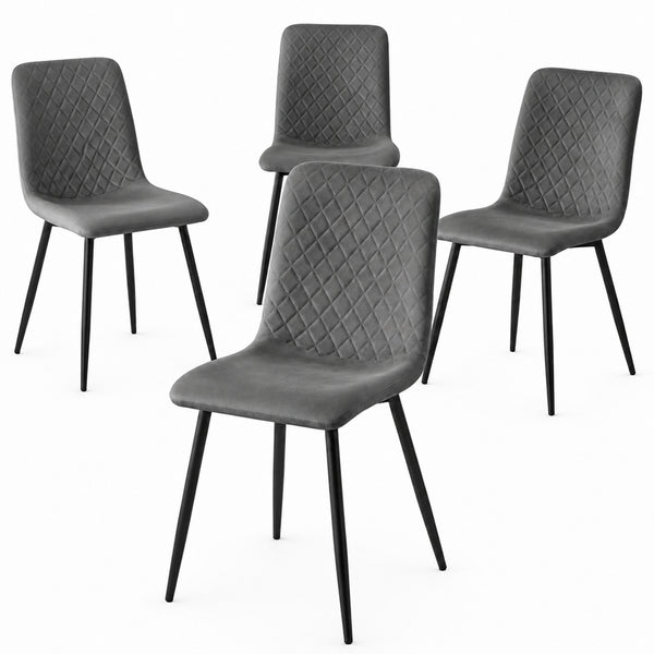 Set 4 Sedie Piedi Neri e Seduta Ergonomica con Rivestimento in Velluto Grigio prezzo