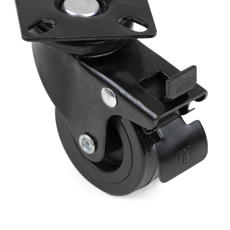 Kit 4 Ruote Slip per Carrello Ø5 cm con Piastra in Acciaio Emuca Neri