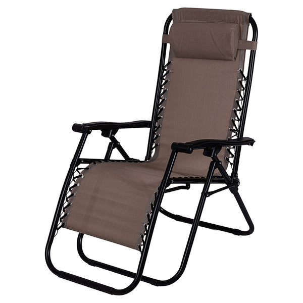 online Sedia Sdraio Reclinabile e Richiudibile Rio 65x90x108 cm con Poggiatesta in Poliestere con Struttura in Acciaio Sabbia