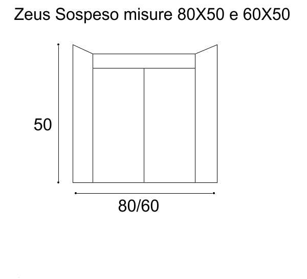 Mobile Lavatoio Sospeso Vasca Zeus in MineralMarmo Apertura a Cassettone 60x48x50 cm Grigio Cemento